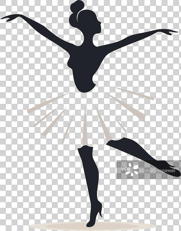 芭蕾舞者剪影孤立在白色背景上图片素材
