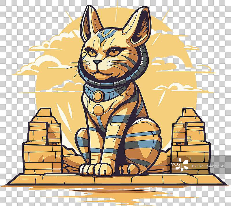 古城卢克索中的埃及猫图片素材