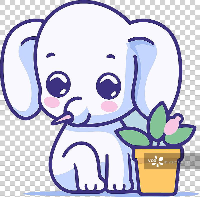 可爱的象鼻子里插着一朵花的花盆图片素材