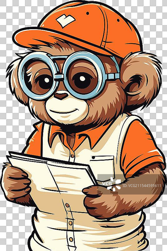 戴着眼镜和帽子的泰迪熊图片素材