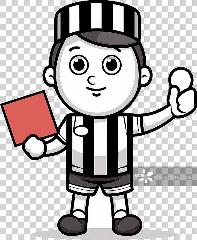 持红牌的卡通裁判吉祥物角色图片素材