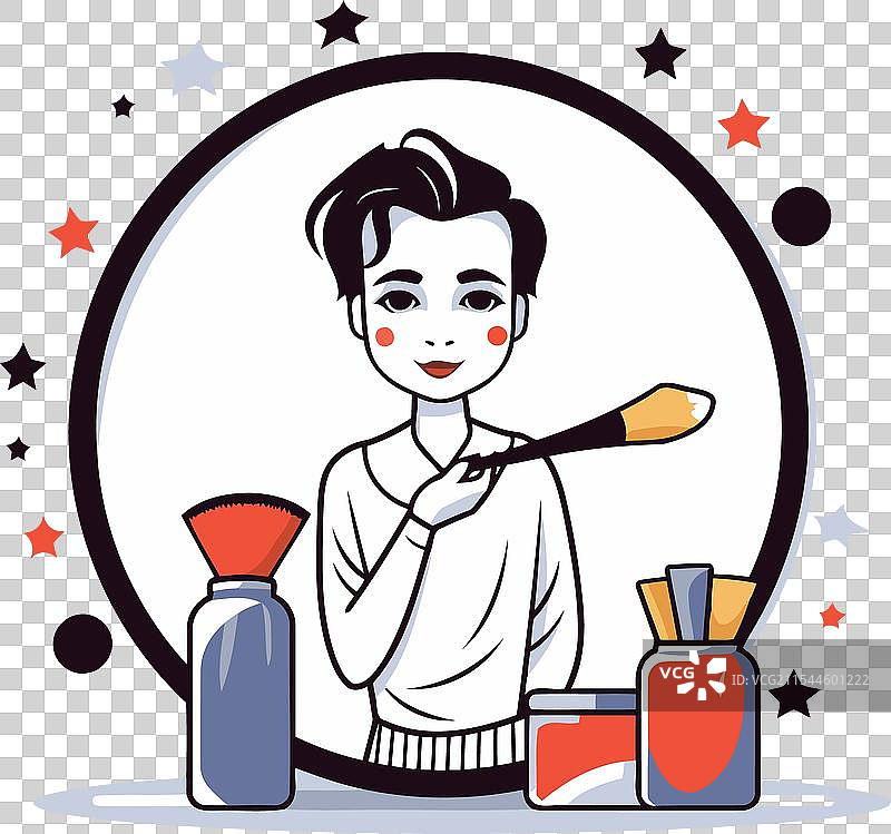卡通风格的化妆品和化妆师图片素材