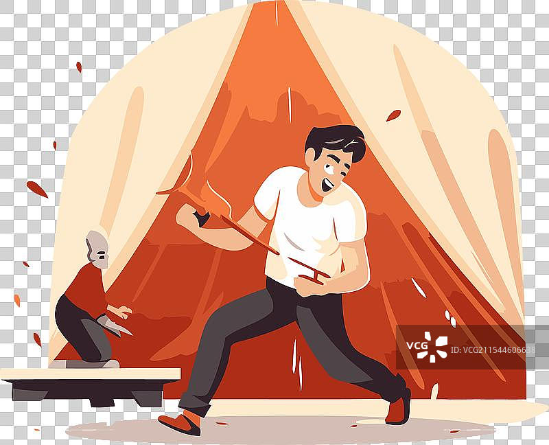 在圆顶帐篷里弹吉他的男人图片素材