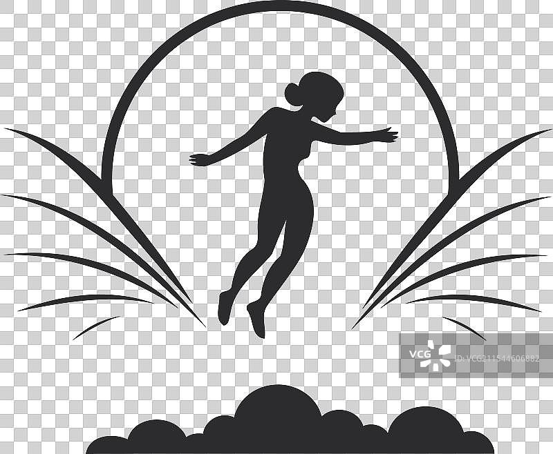 黑色性感女性图标，背景为白色图片素材