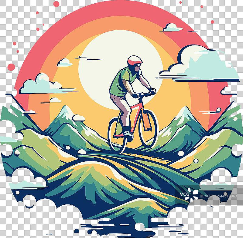骑自行车的人在山中骑山地车图片素材