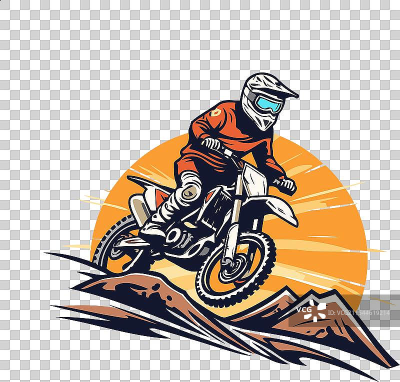 越野摩托车手在越野摩托车赛道上图片素材