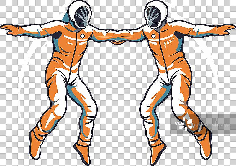 宇航员和太空人在太空中飞行图片素材