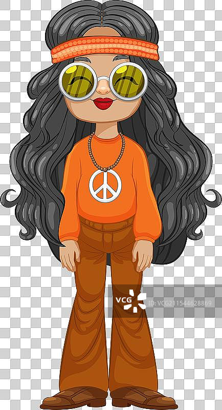 一位穿着复古70年代服装的女性图片素材