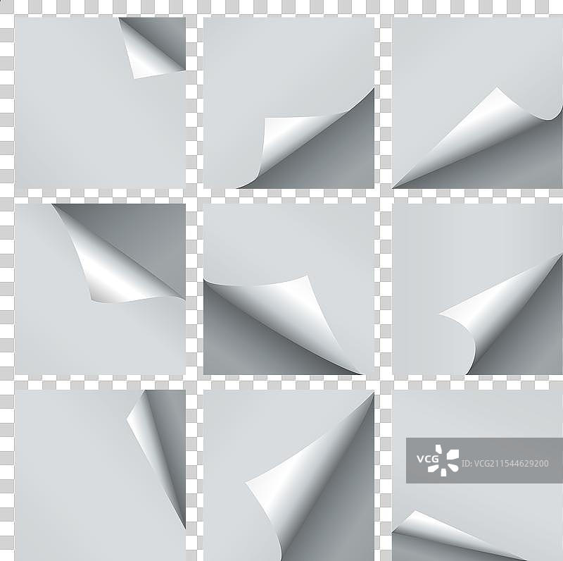 纸张卷曲，翻转，空白页角落图片素材