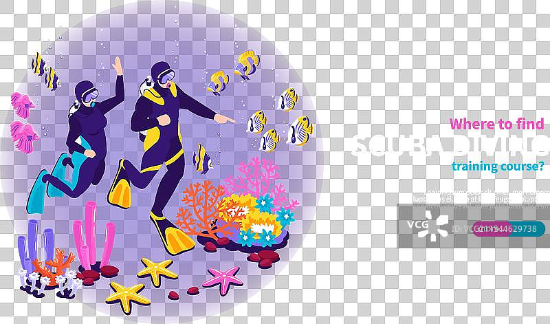 潜水等距横幅图片素材