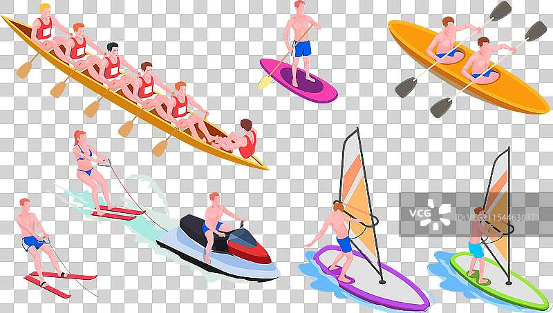 等距水上运动图标集图片素材