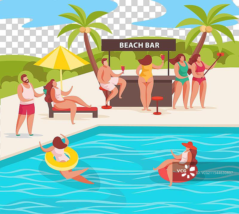 夏季泳池派对的构图图片素材