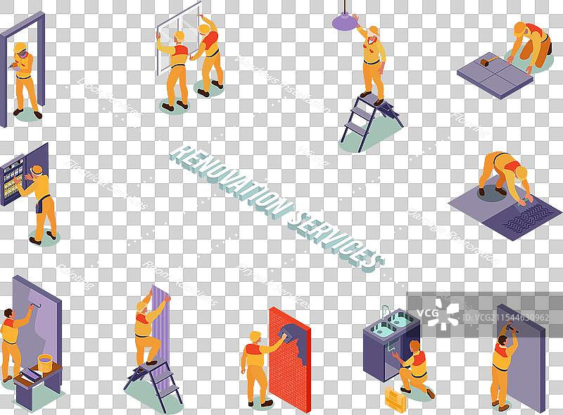 等距家居修理流程图图片素材