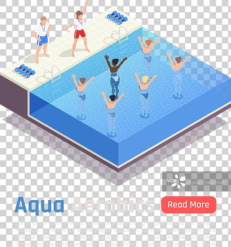 水中有氧运动等距构图图片素材