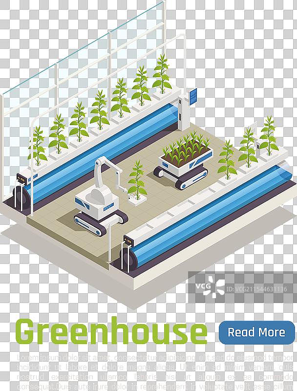 现代温室技术等距构图图片素材