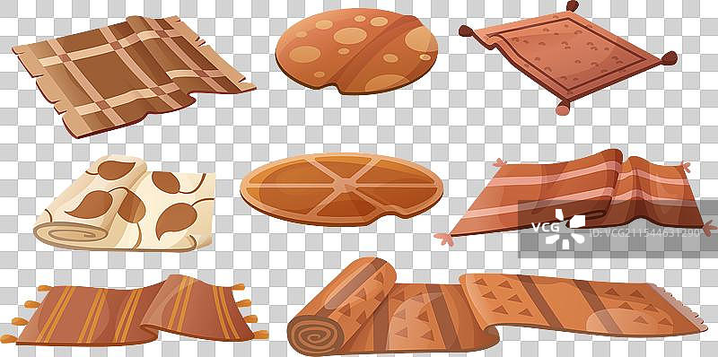 不同形状和大小的棕色地毯图片素材