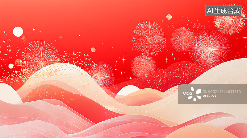 【AI数字艺术】红底烟火背景图片素材