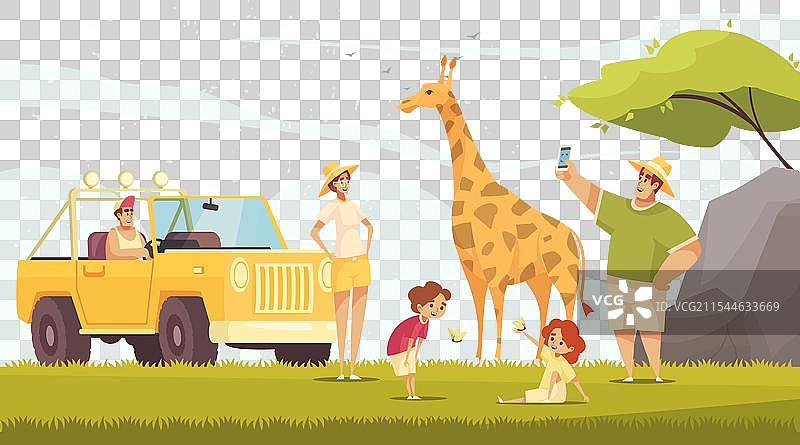 家庭旅行的野生动物园组合图片素材