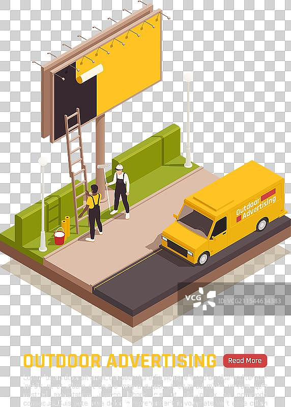 海报张贴的等距背景图片素材