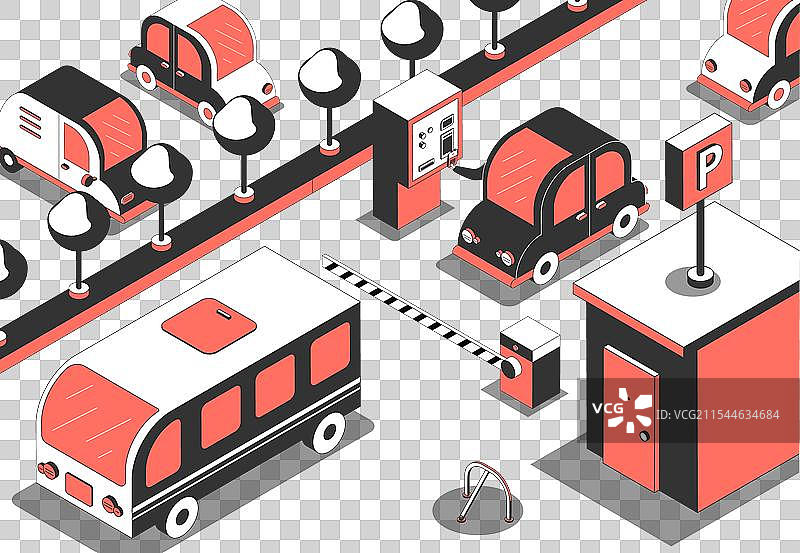 停车入口等距构图图片素材