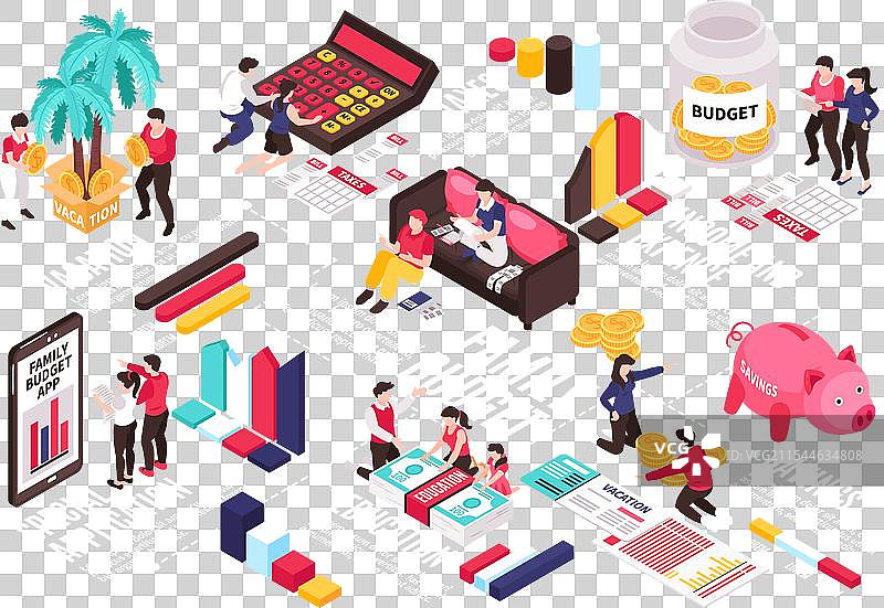 家庭预算等距信息图表图片素材