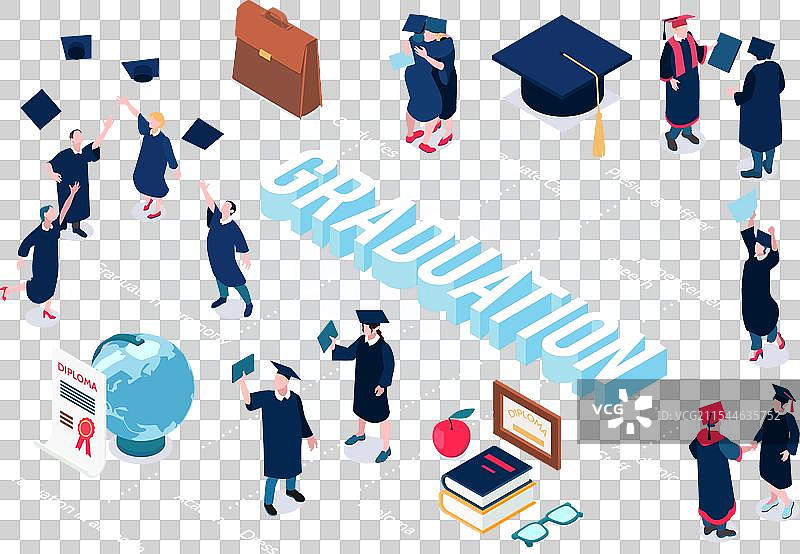 毕业生等距流程图图片素材