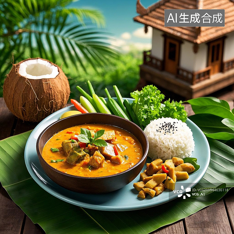 【AI数字艺术】泰国美食马沙文咖喱图片素材