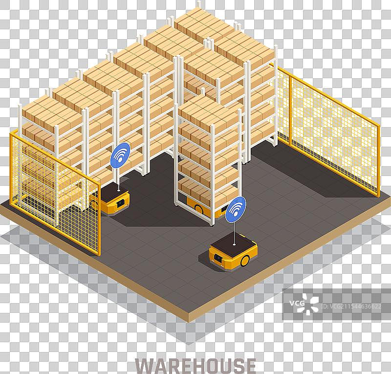 仓库机器人等距构图图片素材