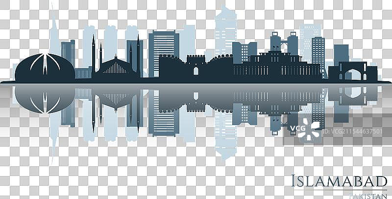 伊斯兰堡天际线剪影与倒影图片素材