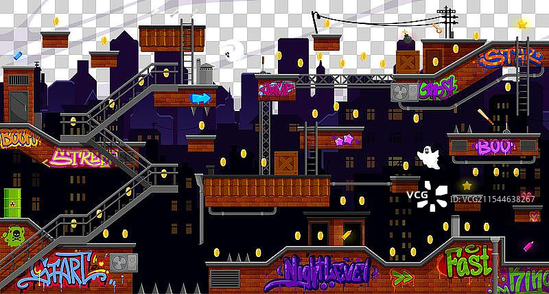 街机建筑屋顶游戏关卡地图界面图片素材