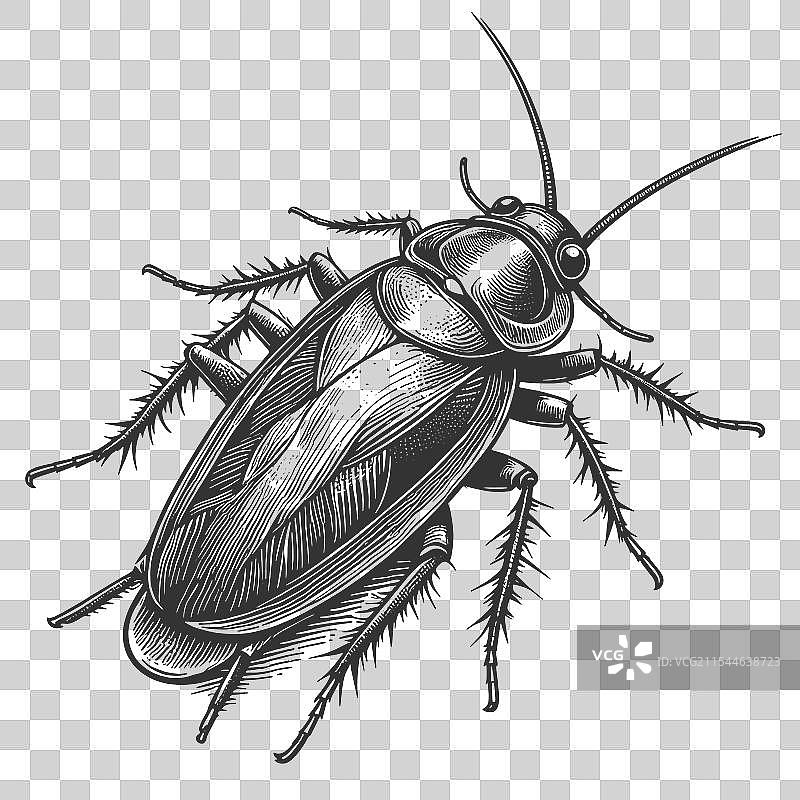 蟑螂雕刻素描图片素材