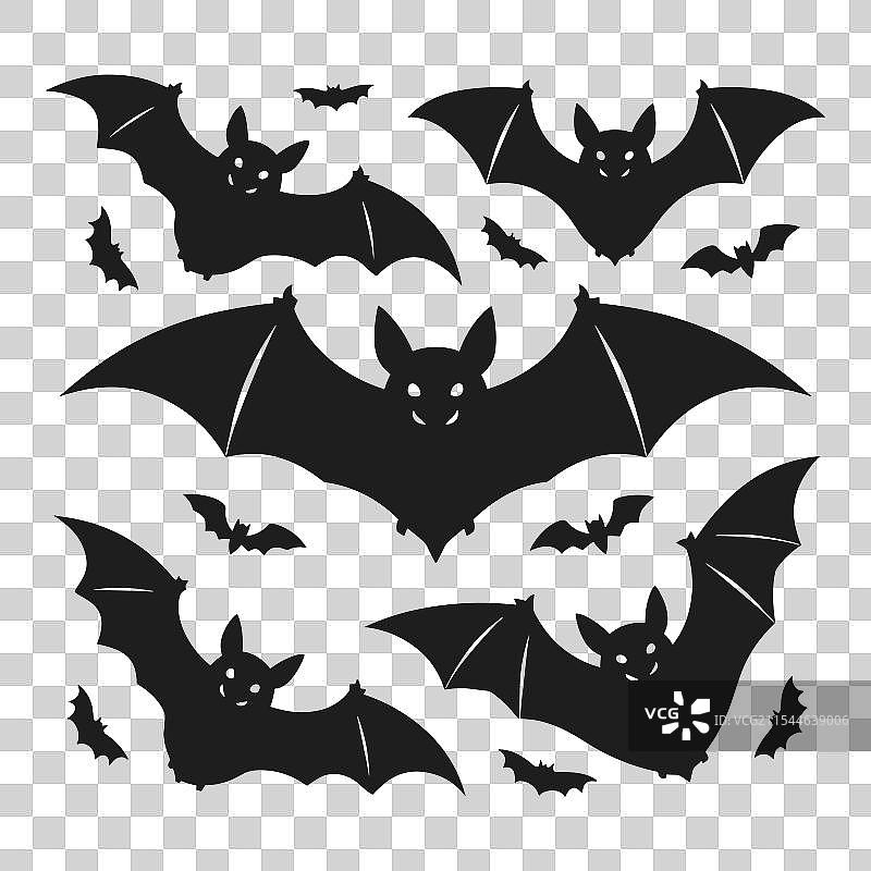 一组万圣节蝙蝠剪影图片素材