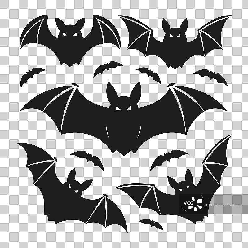 一组万圣节蝙蝠剪影图片素材