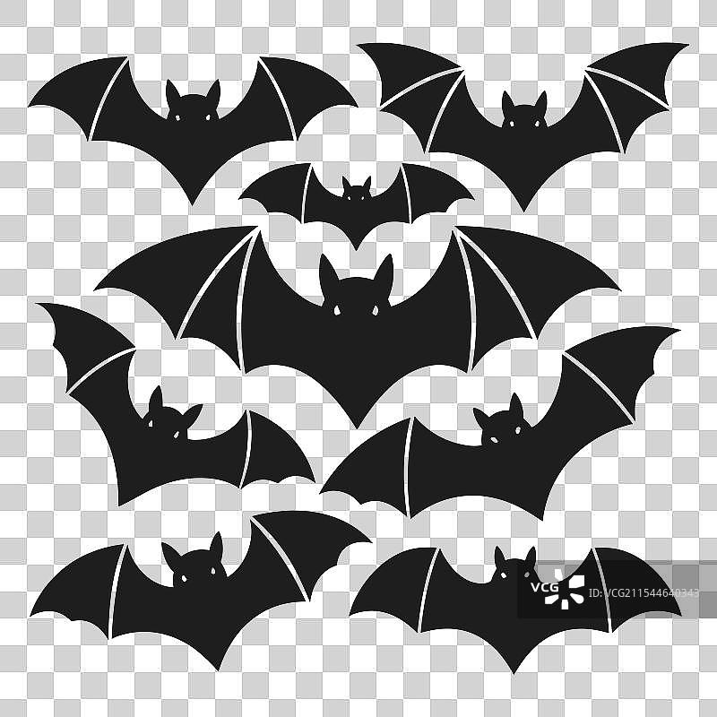 一组万圣节蝙蝠剪影图片素材