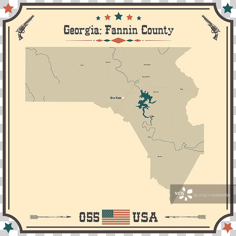 乔治亚州范宁县的复古地图图片素材