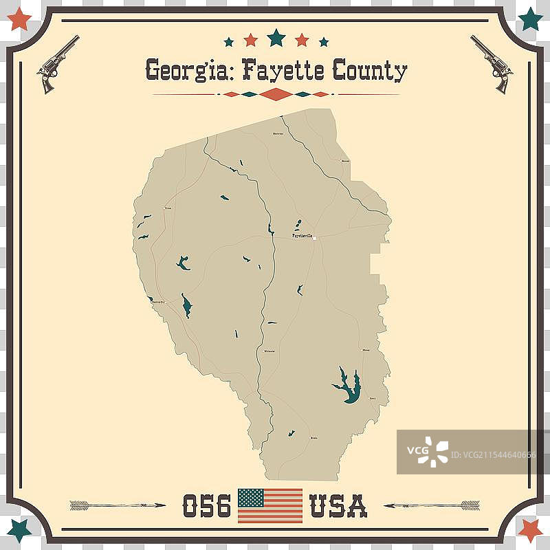 乔治亚州费耶特县的复古地图图片素材