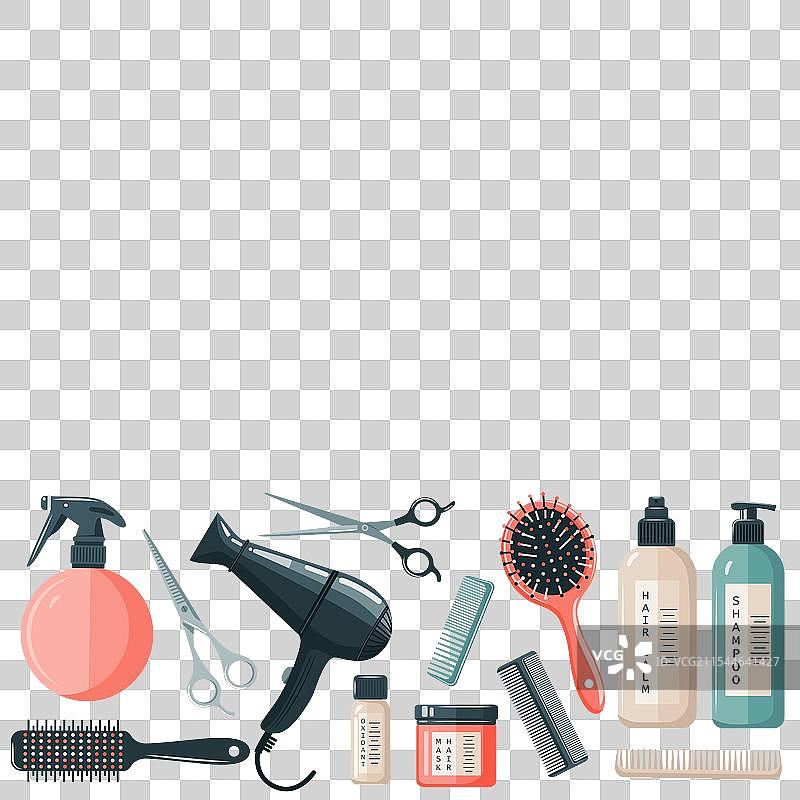 一套美发工具沿着底边排列图片素材