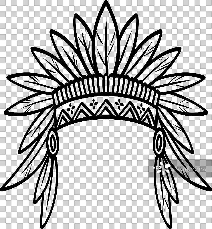 美洲土著印第安人帽子羽饰图标图片素材