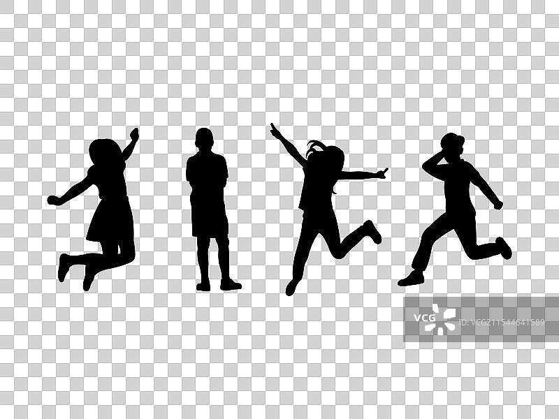 儿童剪影设计群体图片素材