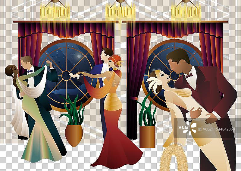 男人和女人在窗前跳舞图片素材