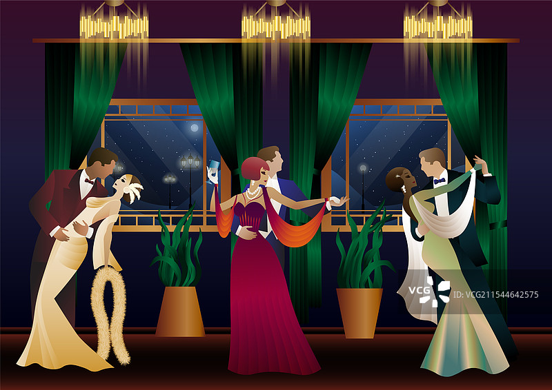 男人和女人在窗前跳舞图片素材