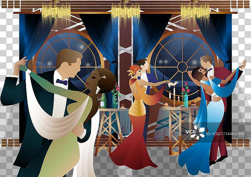 男人和女人在窗前跳舞图片素材