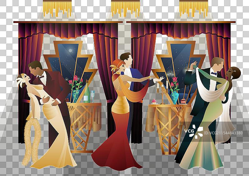 男人和女人在窗前跳舞图片素材