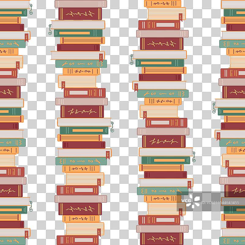 一个无缝图案，展示了理想的书堆图片素材