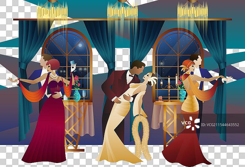 男人和女人在窗前跳舞图片素材