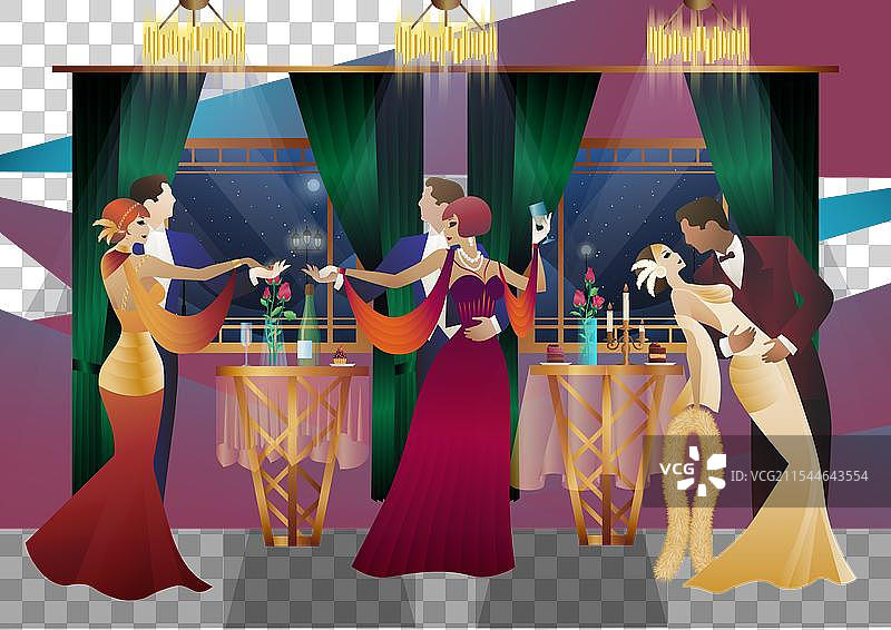 男人和女人在窗前跳舞图片素材