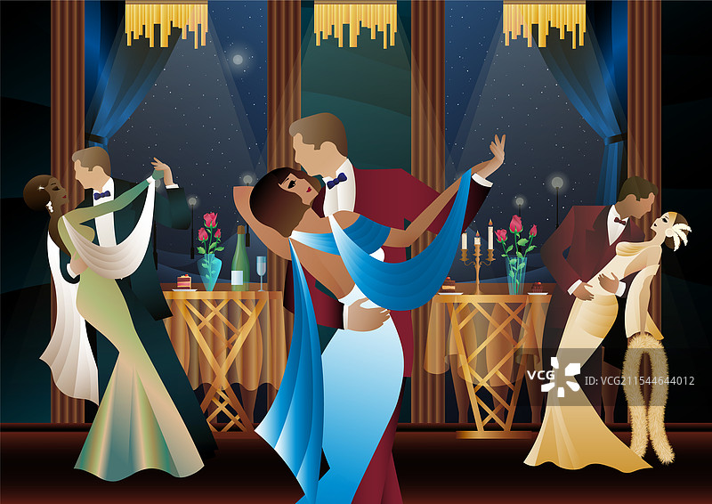 男人和女人在阳台上跳舞图片素材