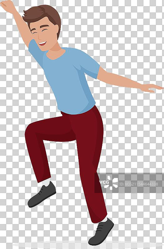 快乐的男人在跳舞、奔跑和跳跃图片素材