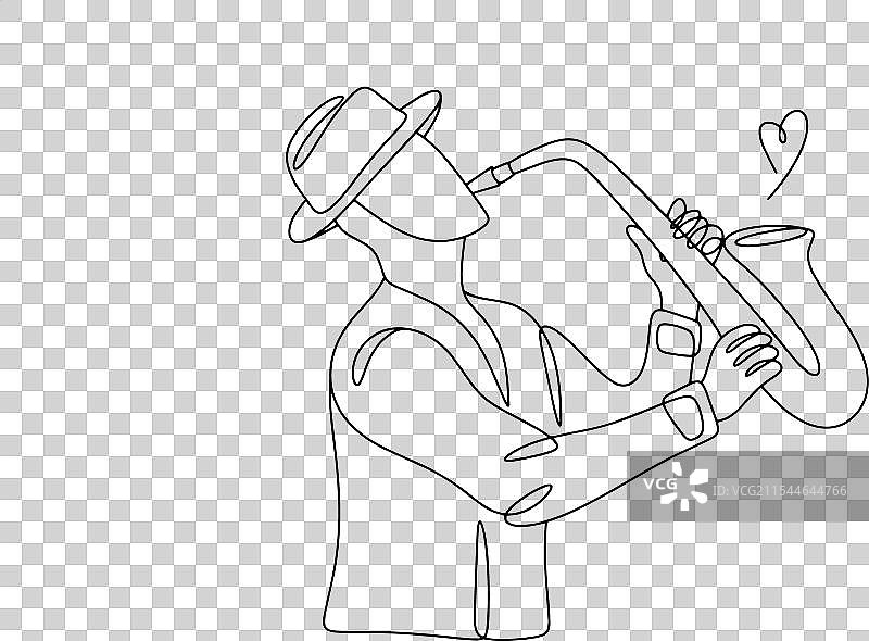 萨克斯演奏者爵士乐单线条图片素材