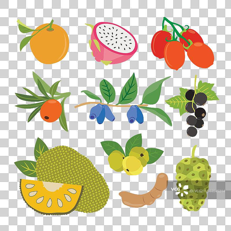 五彩缤纷的独特水果组合图片素材